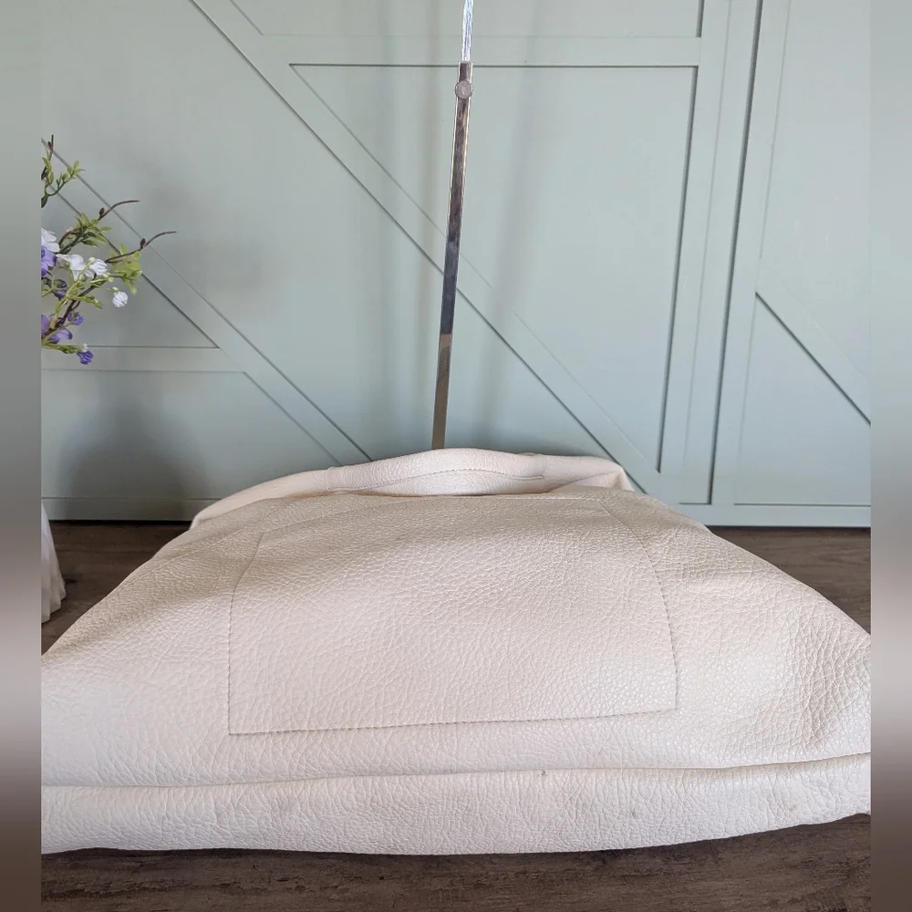 Shiraleah White Pebbled Leather Shoulder Bag with Gold Hardware